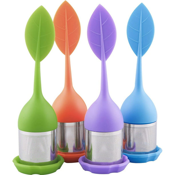 Tea Infuser Stainless Steel Fine Mesh Tea Filter with BPA-Free Silicone Leaf